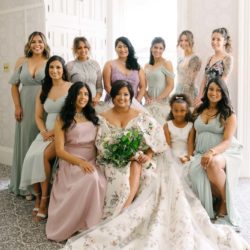 Bridal Party with Green Dresses | Toronto Bridal Hair and Makeup