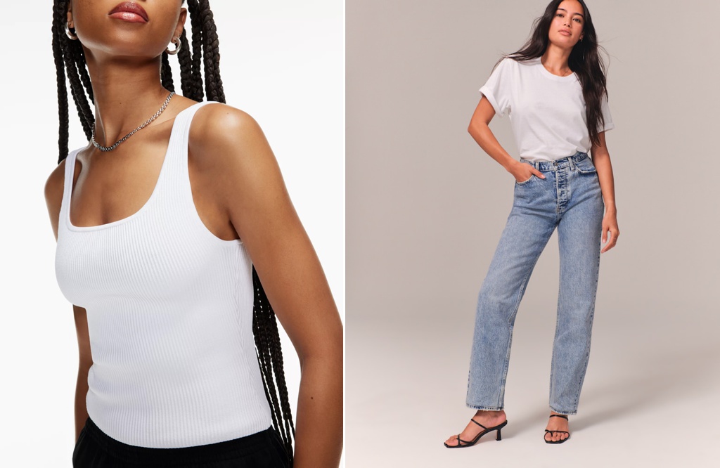Aritzia Tank Top | Abercrombie & Fitch Dad Jeans