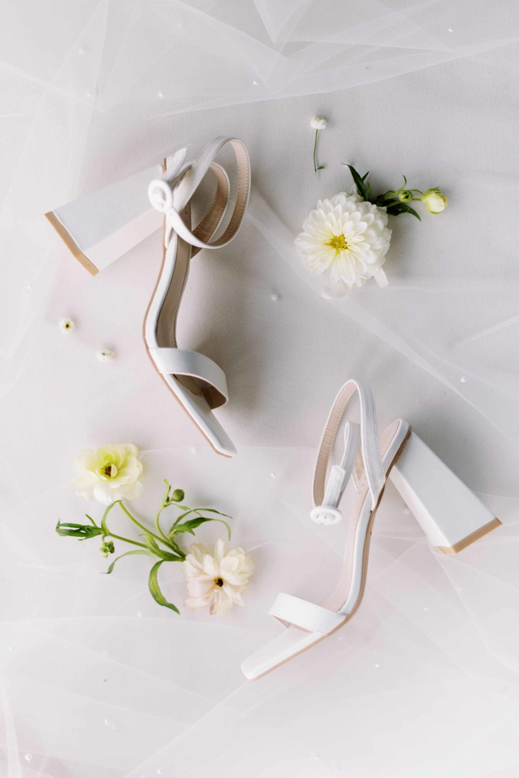 Hannah's white wedding shoes